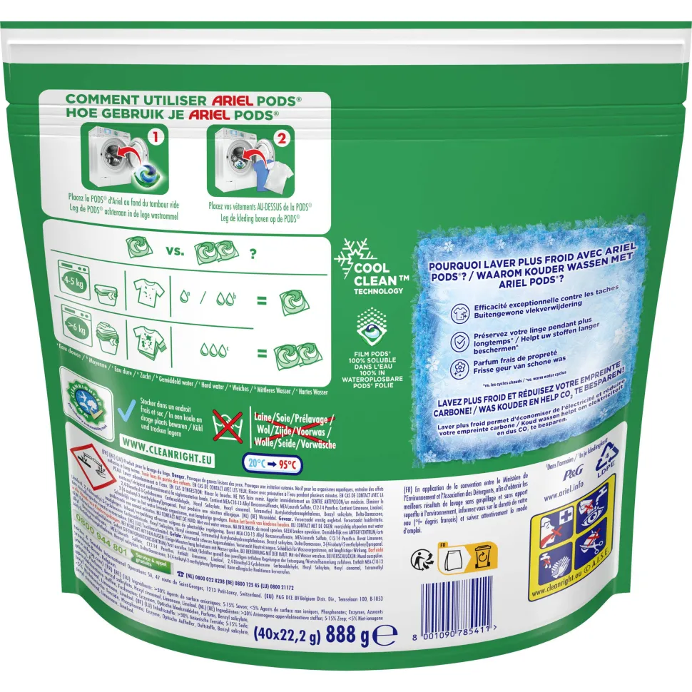 Ariel Pods+ Vloeibaar Wasmiddelcapsules + Touch Van Lenor Unst Color - 3 X 40 Wasbeurten - 120 Wasbeurten