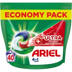 Ariel Pods+ Vloeibaar Wasmiddelcapsules + Ultra Vlekverwijderaar - 3 X 40 Wasbeurten - 120 Wasbeurten