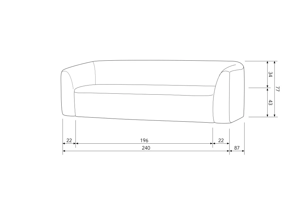 Bepurehome 3-Zitsbank Sloping