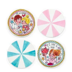 Blond Amsterdam Onderzetters Even Bijkletsen (Set Van 4)