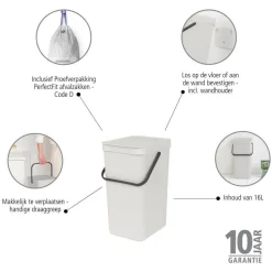 Brabantia Sort & Go Prullenbak (16L)