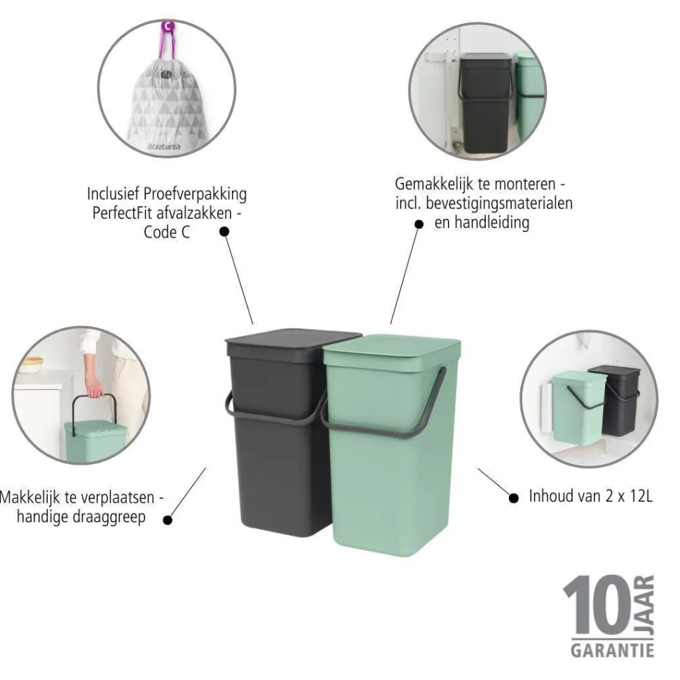 Brabantia Sort & Go Prullenbak (2X12L)