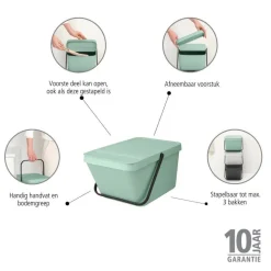 Brabantia Sort & Go Stapelbaar Stapelbare Afvalemmer (20L)