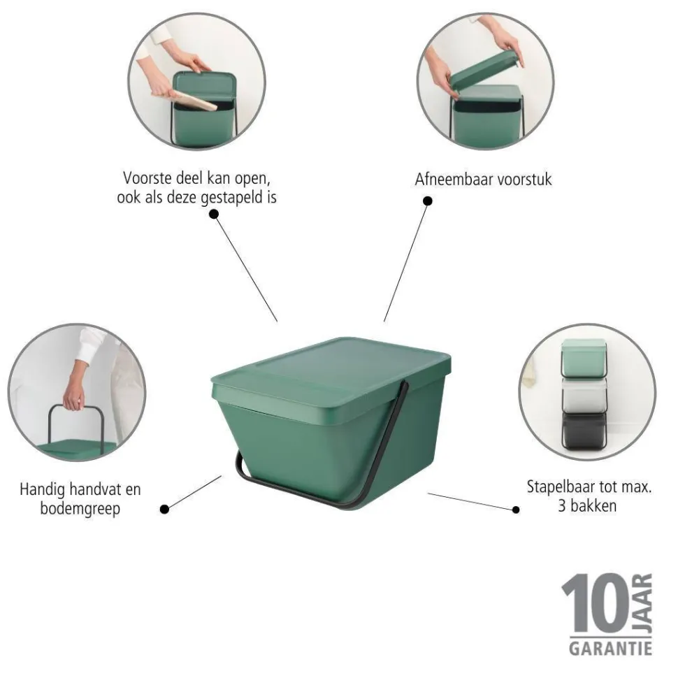 Brabantia Sort & Go Stapelbaar Stapelbare Afvalemmer (20L)