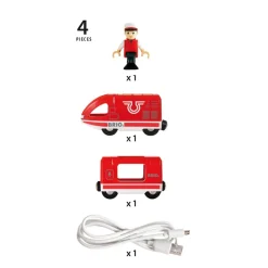 Brio Houten Oplaadbare Rode Passagierstrein Met Usb Kabel - 33746