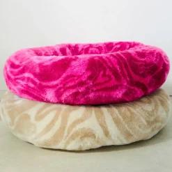 Dogguo Honden/Katten Mand O70X20 Cm Fluffy Plush Swirl Patroon Beige Maat M