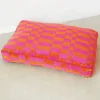 Dogguo Hondenkussen Jacquard Blok Patroon Oranje En Magenta Maat L