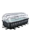 Exit Black Leather Zwembad 540X250X122Cm Met Overkapping En Zandfilterpomp