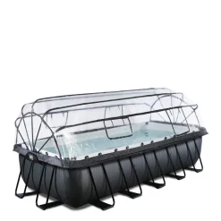 Exit Black Leather Zwembad 540X250X122Cm Met Overkapping En Zandfilterpomp