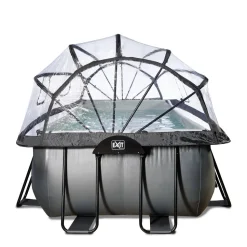Exit Black Leather Zwembad 540X250X122Cm Met Overkapping En Zandfilterpomp