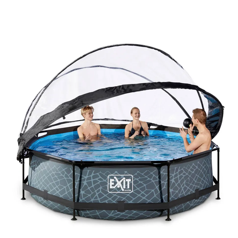 Exit Frame Pool O300X76Cm Grijs Met Overkapping