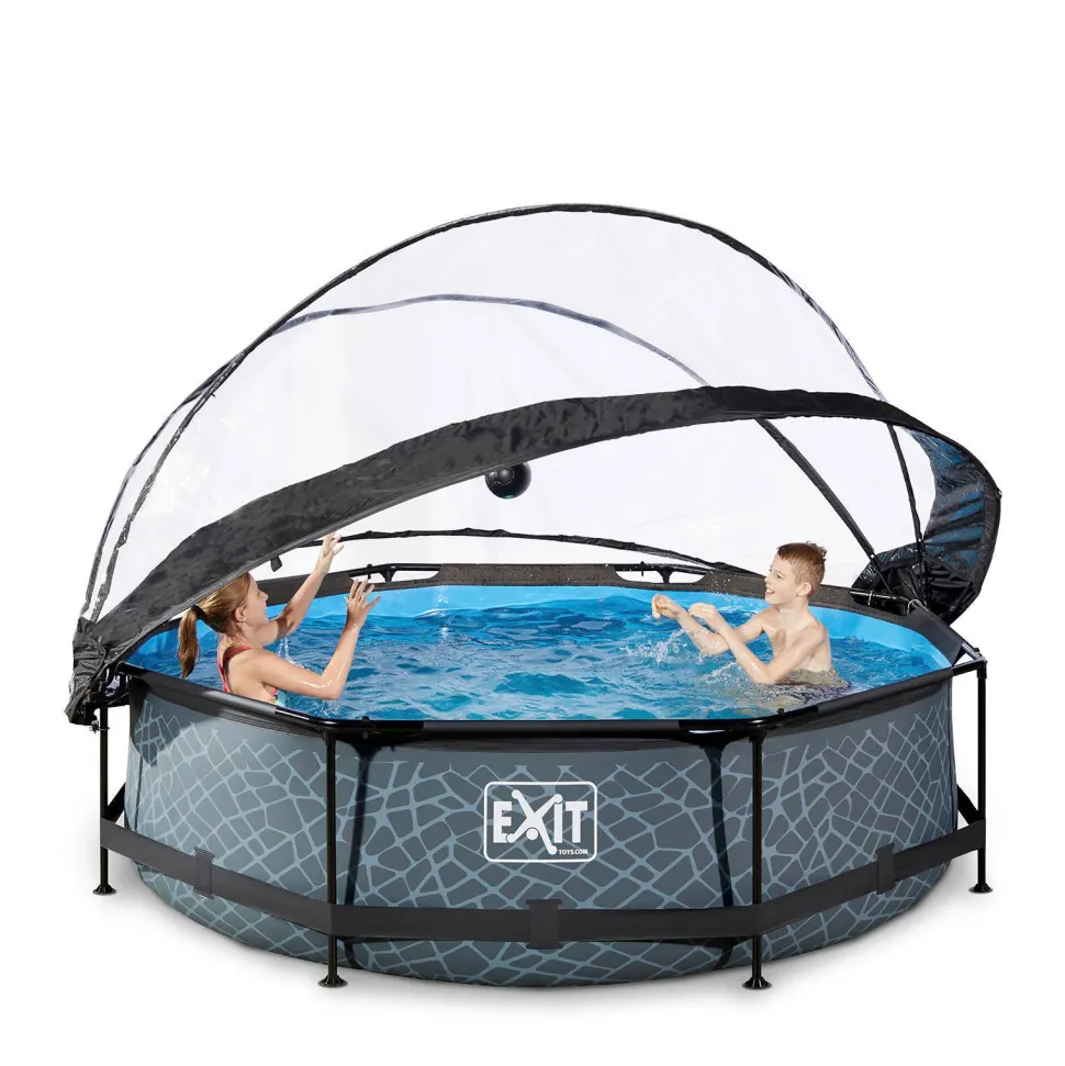 Exit Frame Pool O300X76Cm Grijs Met Overkapping