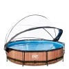 Exit Frame Pool O360X76Cm Houtbruin Met Overkapping