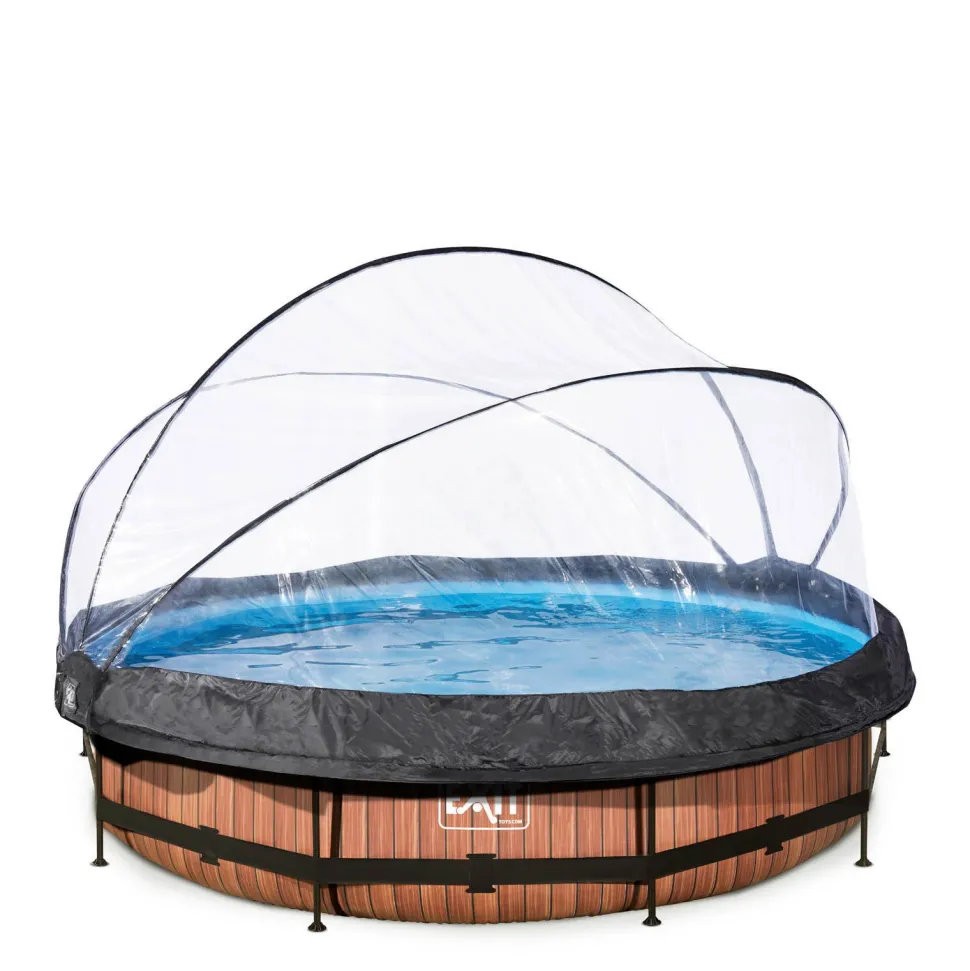 Exit Frame Pool O360X76Cm Houtbruin Met Overkapping