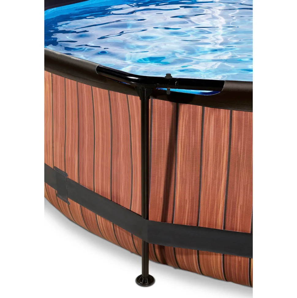 Exit Frame Pool O360X76Cm Houtbruin Met Overkapping