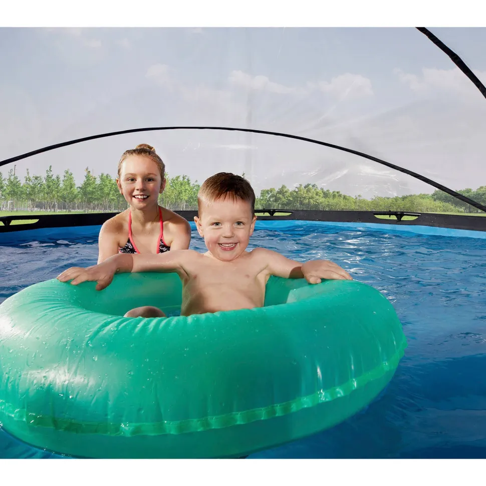 Exit Frame Pool O360X76Cm Houtbruin Met Overkapping