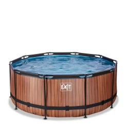 Exit Wood Zwembad O360X122Cm Met Filterpomp Bruin