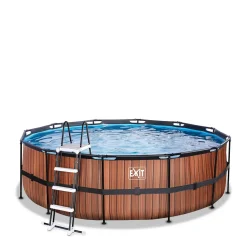 Exit Wood Zwembad O450X122Cm Met Filterpomp Bruin