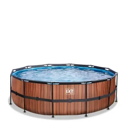 Exit Wood Zwembad O450X122Cm Met Filterpomp Bruin
