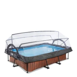 Exit Wood Zwembad 300X200X65Cm Met Overkapping En Filterpomp Bruin