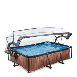 Exit Wood Zwembad 300X200X65Cm Met Overkapping En Filterpomp Bruin