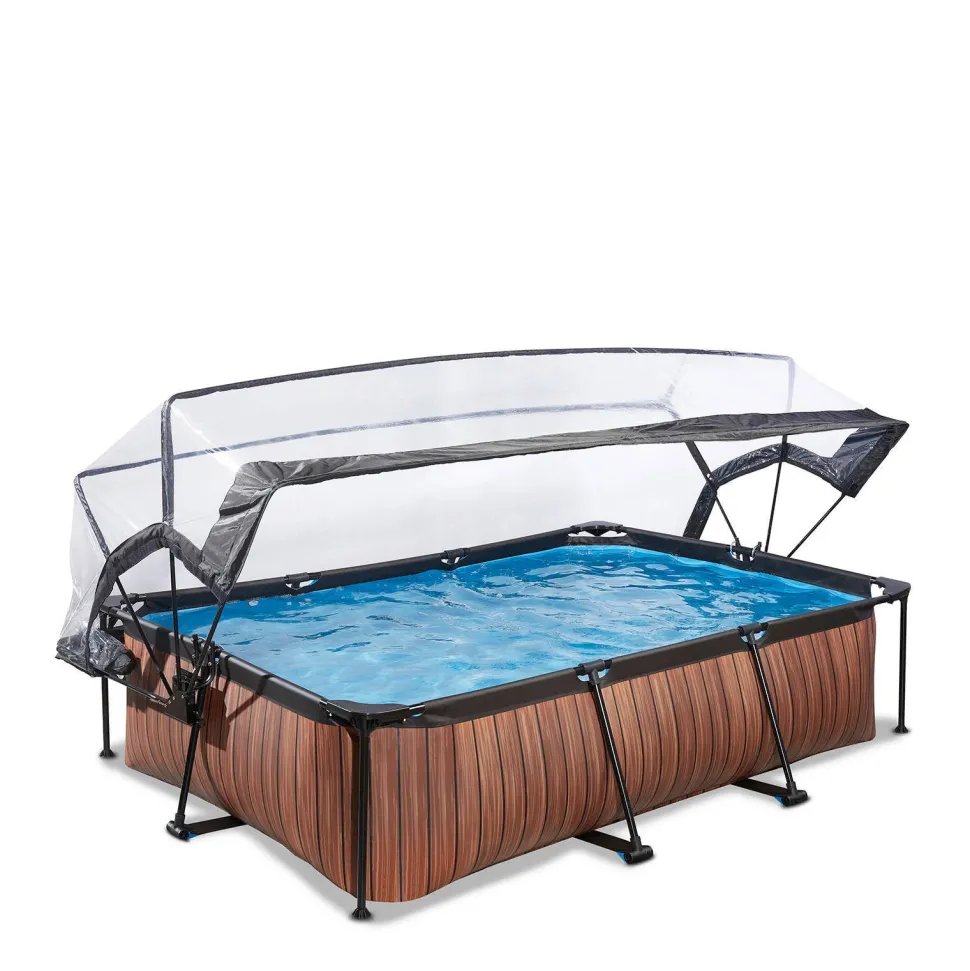 Exit Wood Zwembad 300X200X65Cm Met Overkapping En Filterpomp Bruin