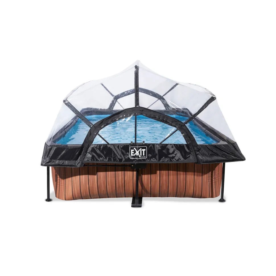 Exit Wood Zwembad 300X200X65Cm Met Overkapping En Filterpomp Bruin