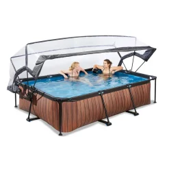 Exit Wood Zwembad 300X200X65Cm Met Overkapping En Filterpomp Bruin