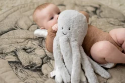 Flow Amsterdam Hartslagknuffel Olly Octopus Grijs - Knuffel 24 Cm