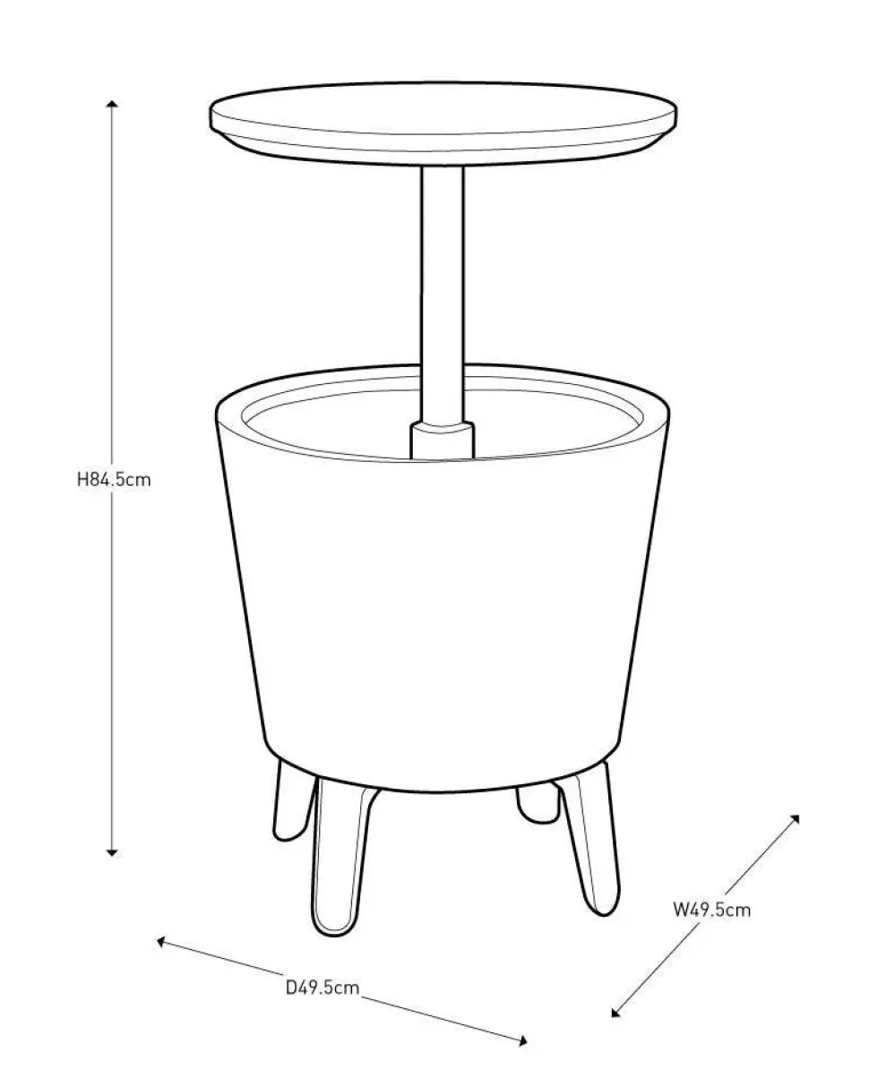 Keter Bijzettafel Illuminated Coolbar (Verlicht O50/57 Cm)