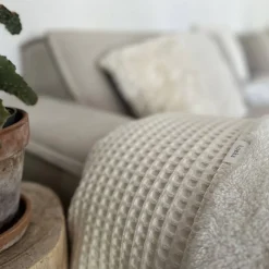 Koeka Oslo Plaid Wafel/Teddy 140X200 Cm Natural/Pebble (140X200 Cm)