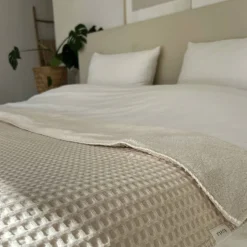 Koeka Oslo Plaid Wafel/Teddy 140X200 Cm Natural/Pebble (140X200 Cm)