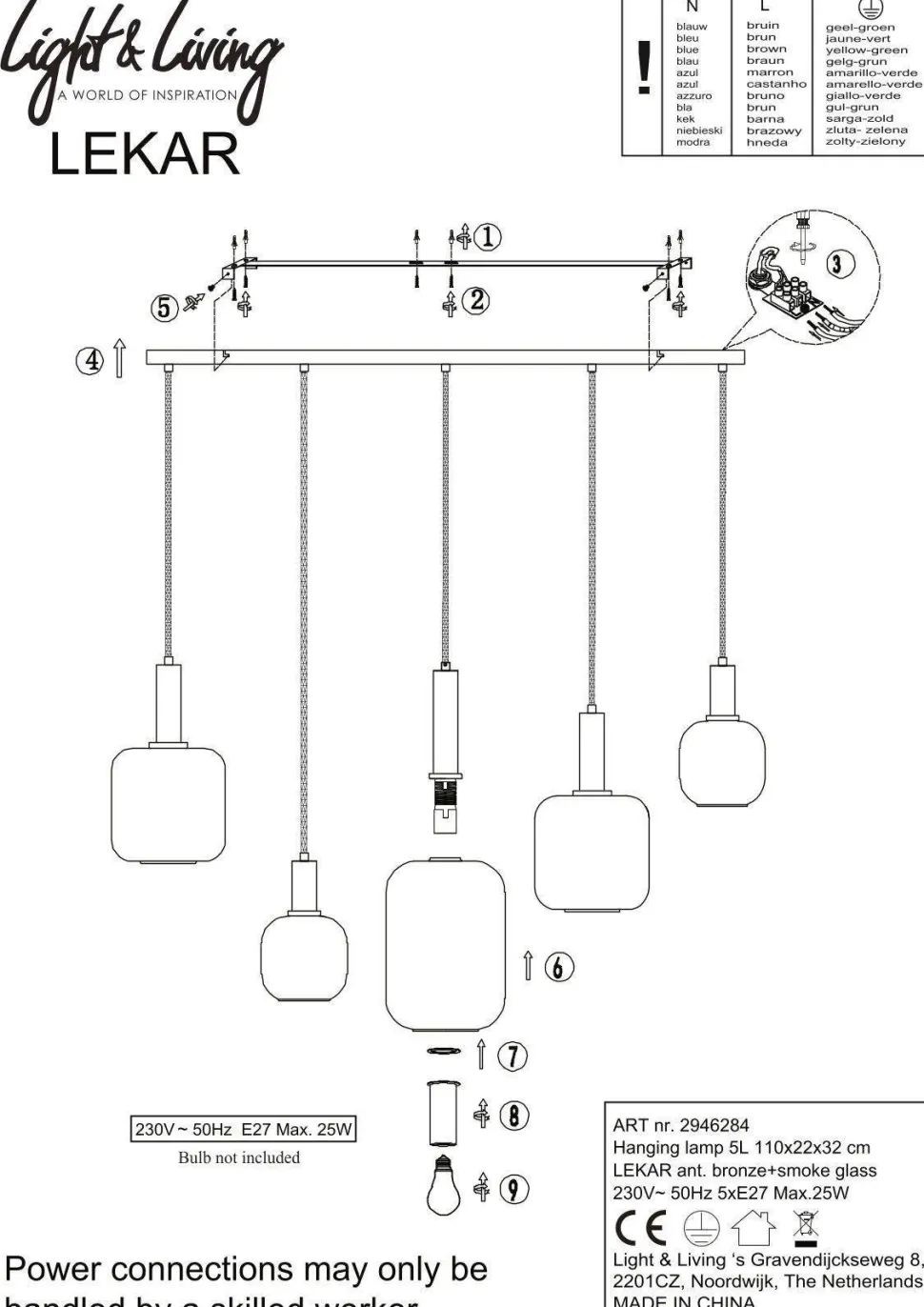 Light & Living Hanglamp Lekar (110X22X32Cm)