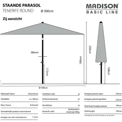 Madison Parasol Tenerife (300X300 Cm)