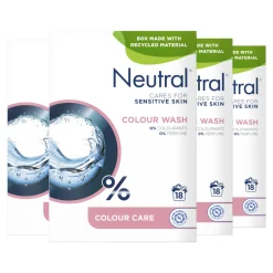 Neutral Parfumvrij Kleur Waspoeder - 4 X 18 Wasbeurten - Voordeelverpakking - 72 Wasbeurten