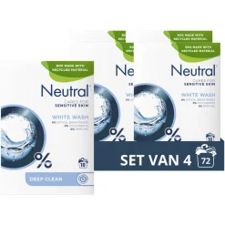 Neutral Parfumvrij Wit Waspoeder - 4 X 18 Wasbeurten - Voordeelverpakking - 72 Wasbeurten