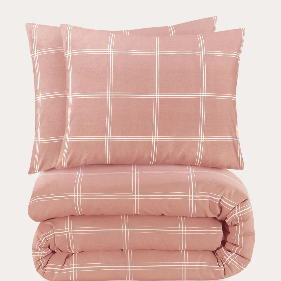 Nous Living Katoenen Dekbedovertrek 2 Persoons Line Check (200X220 Cm)