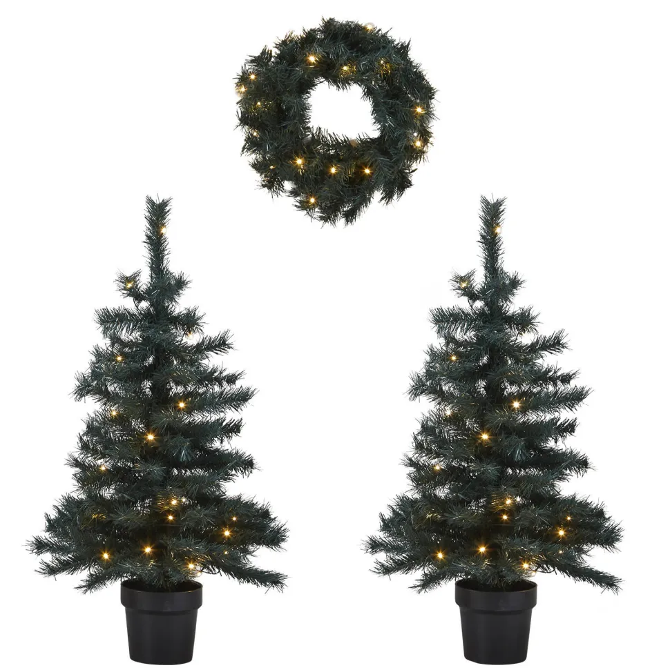 Nova Belle 2 Verlichte Buiten Kerstbomen En Krans Fraser (H95 X O55 Cm)