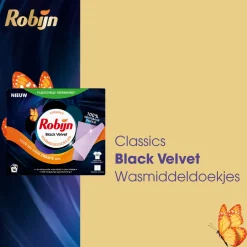 Robijn Classics Black Velvet Wasmiddeldoekjes - 4 X 16 Wasstrips - Voordeelverpakking - 64 Wasbeurten