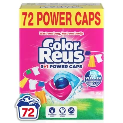 Witte Reus Color Reus 3+1 Power Caps - Wascapsules - Gekleurde Was - Voordeelverpakking - 2 X 36 Wasbeurten - 72 Wasbeurten