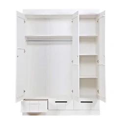 Woood Woood Connect Kast 3-Deurs Met Lade - Grenen - Wit - 195X140X53