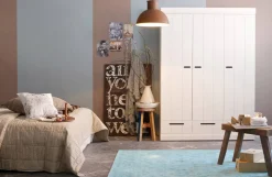 Woood Woood Connect Kast 3-Deurs Met Lade - Grenen - Wit - 195X140X53