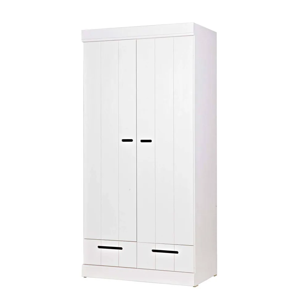 Woood Woood Connect Kast 2-Deurs Met Lade - Grenen - Wit - 195X94X53 Connect
